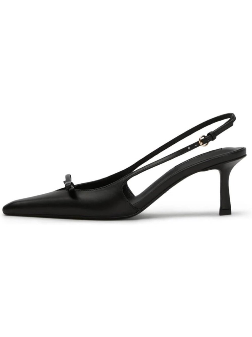 Women's Black Matte Kitten Heels with Bow Pointed Close Toe Pumps Dress Party
